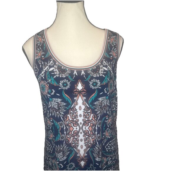 Max Studio Women’s Colorful Sleeveless Shift Dress Key Hole Back Sz M - Picture 2 of 12